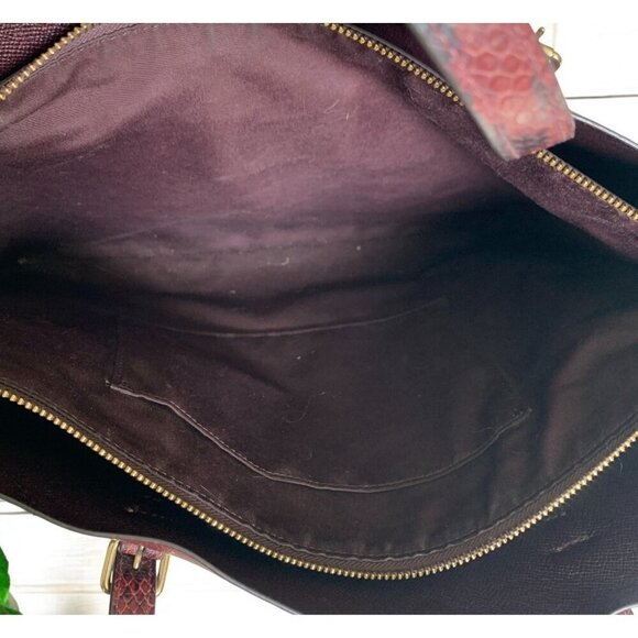 Coach Molly Tote Bag Burgundy Leather/Gold With Snake Print Straps E2278-C6750 - Picture 13 of 14